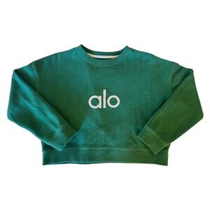 Alo Yoga Green Cropped Crewneck Sweatshirt Size Large